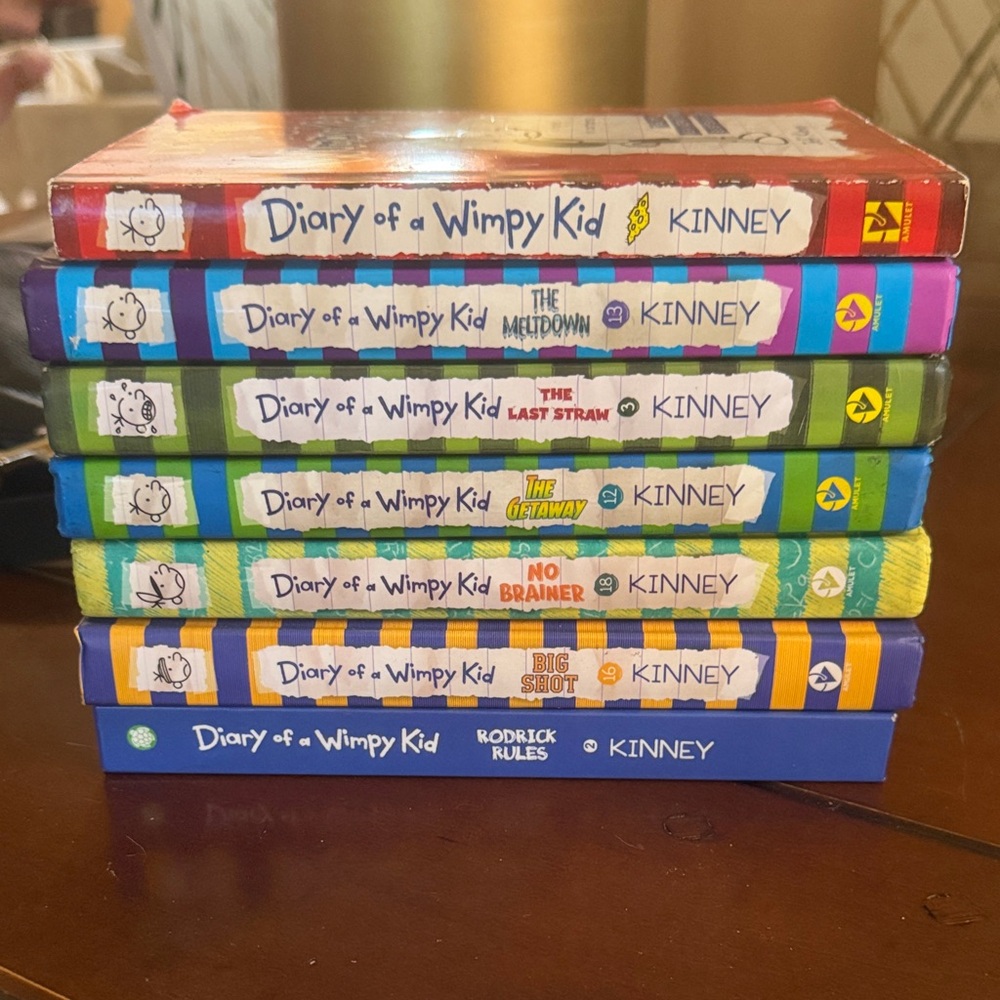 7 Diary of a Wimpy Kid books. Excellent condition, great price 📚 ✏️ 🤓